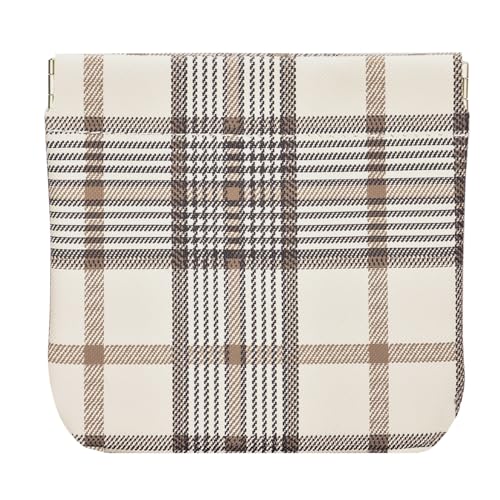 Leather Pocket Cosmetic Bag for Purse,Coin Purse Lipstick Cosmetic Accessories Organizer, Travel Kit Storage Pouch,Waterproof Portable No Zipper Self-closing (Tartan/Small) - color: Tartan/Small