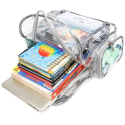 J.CARP Clear Bag Heavy Duty Backpack Durable Transparent See Through Bag - color: Large, Grey