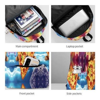 cfpolar 17 Inch Backpack Funny Pizza Cat Rainbow Laptop Bag Shoulder Bag School Bookbag Casual Daypack For Boys Girls - color: A2-funny Pizza Cat