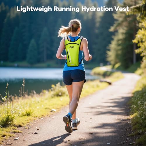 Maelstrom Hydration Backpack, Hiking Backpack with 2L Water Bladder, Running Hydration Vest for Cycling Hiking Rave for Men Women - color: Light Green