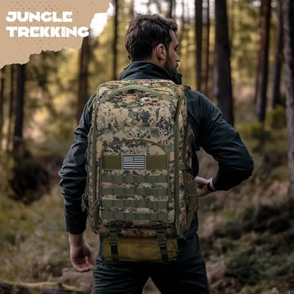 Maelstrom Tactical Backpack for Men, Water Resistant 40L Military Backpack, for Hiking, Camping, Gym with Molle System (Camouflage Green) - color: D.camouflage Green