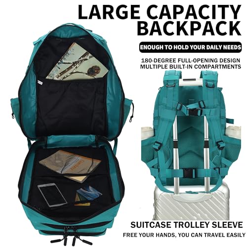 Military Tactical Backpack 45L/25L 3 Day Assault Pack Molle Daypack Hiking Backpack for Men and Women - color: Lakeblue, size: 45L