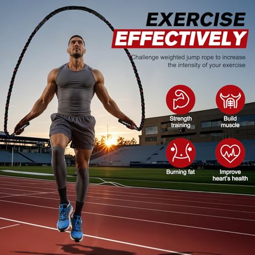 HPYGN Jump Rope, Weighted Jump Rope for Men women, 2.8lb 3.8lb 5lb Heavy Skipping Rope for Exercise, Adult Jumpropes for Home Workout, Improve Strength and Building Muscle,Total Body Workout Equipment - style: 2.8lb