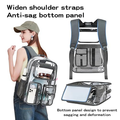 Cusangel Clear Dark Gray Backpack, Heavy Duty Men Clear BookBag,16inch TPU Large Capacity See Through Backpack for Sport Events,transparent plastic Travel,Work School,stadiums - color: Dark Gray