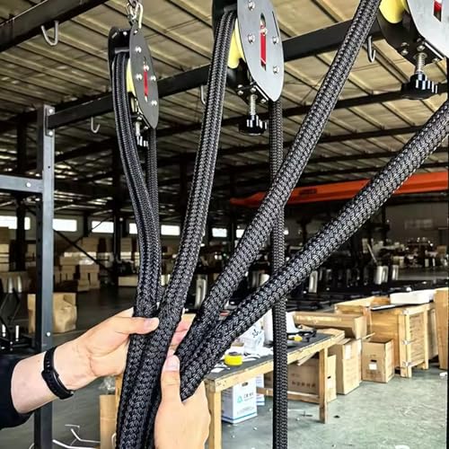 Endless Rope Trainer, Suspension Resistance Trainer Machine with Adjustable Resistance, 14 Ft Closed-Loop Nylon Rope, Pulley System for Home Gym Interval Resistance - color: Black