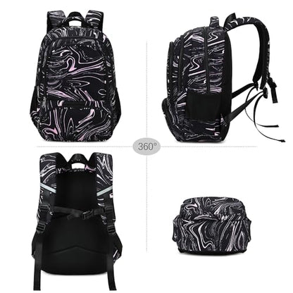 abshoo Lightweight Kids Backpack For School Girls Teens Bookbag Kindergarten Elementary School Bags (Marble Black) - color: Marble Black