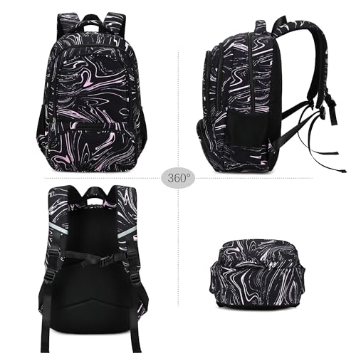 abshoo Lightweight Kids Backpack For School Girls Teens Bookbag Kindergarten Elementary School Bags (Marble Black) - color: Marble Black