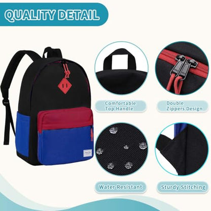 Chase Chic Kids Backpack for Girls - 17 inch School Backpacks for Toddler Fits 6 to 12 Years Old - Lightweight Water Resistant Preschool Bookbag for Travel Daycare (Black Blue) - color: Black&blue