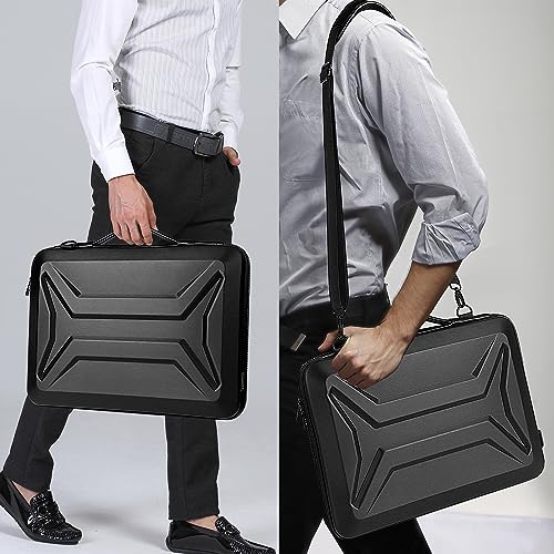 DOMISO 15.6-16 Inch Laptop Hard Case with Strap, Waterproof Shockproof Hard Shell Laptop Sleeve for Macbook Pro/Lenovo IdeaPad/HP ENVY/Dell XPS, Black - color: Black-with Strap, size: 15 - 15.6 Inch
