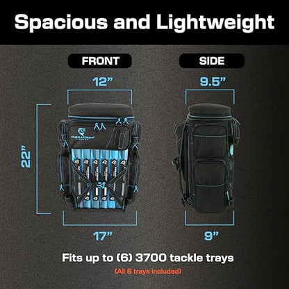 Evolution Fishing Drift Series Tackle Backpack, Outdoor Rucksack w/ 6 Fishing Tackle Trays, Heavy Duty - color: Blue, size: 3700