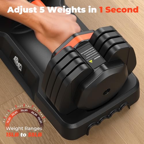 FLYBIRD Adjustable Dumbbell Set of 2, 110LB/50LB Weights Dumbbell Set for Home Gym Exercise & Fitness, Fast Change Weights with Anti-Slip Handle, Multiweight Options for Full Body Workout - color: 55LBS Pair(Total 110LBS)