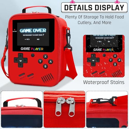 Backpack for School Boys,3pcs Boys Backpack and Lunch Box Set for Elementary Middle School, 17″ Video Game Bookbag for Ages 6-18 Kids Children Teens - color: Game Backpack Set-red