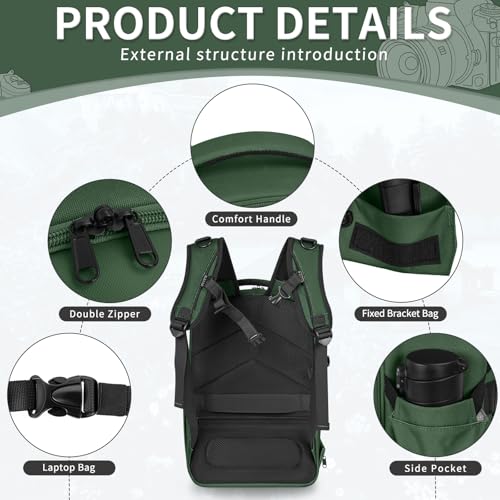 Camera Backpack, Hardshell DSLR Photography Camera Bag with Rain Cover, Waterproof Hard Shell Camera Case with Tripod Holder & 15.6" Laptop Compartment Compatible with Canon/Nikon/Sony/DJI Mavic Drone - color: Green