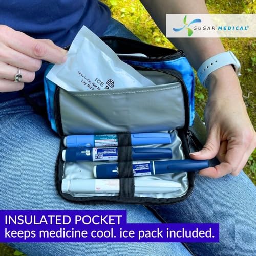 Sugar Medical Insulated Insulin Pen Case Organizer with Ice Pack - color: Waves