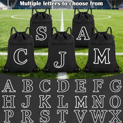 HOLYLUCK Drawstring Bags Initial Backpack Sackpack Cinch Bags for Sports, Gym, Travel, Beach (Black-P) - color: Black-p