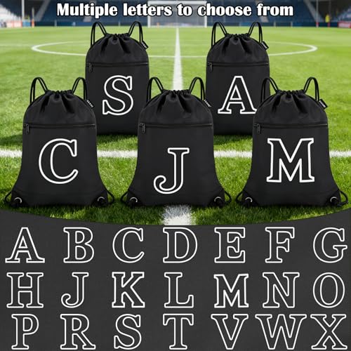 HOLYLUCK Drawstring Bags Initial Backpack Sackpack Cinch Bags for Sports, Gym, Travel, Beach, Letter (Black-A) - color: Black-a