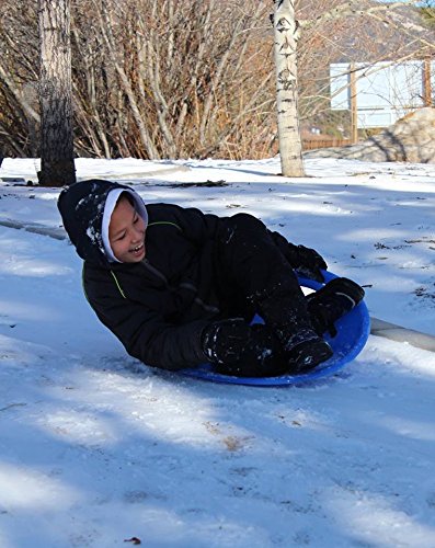 Slippery Racer Heavy-Duty Cold Resistant Downhill Pro Adults and Kids Plastic Outdoor Winter Saucer Disc Snow Sled with Handles - size: 1 PACK, style: Blue