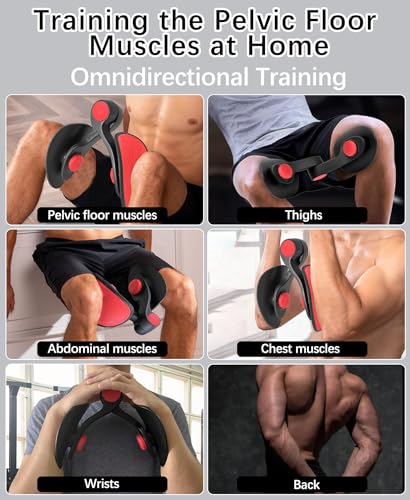 Pelvic Floor Exercise Device Available in 35 lb and 49 lb Resistance, Kegel and Inner Thigh Muscle Trainer, Home Workout Equipment for Postpartum Recovery, Women and Men, with Band - color: Black