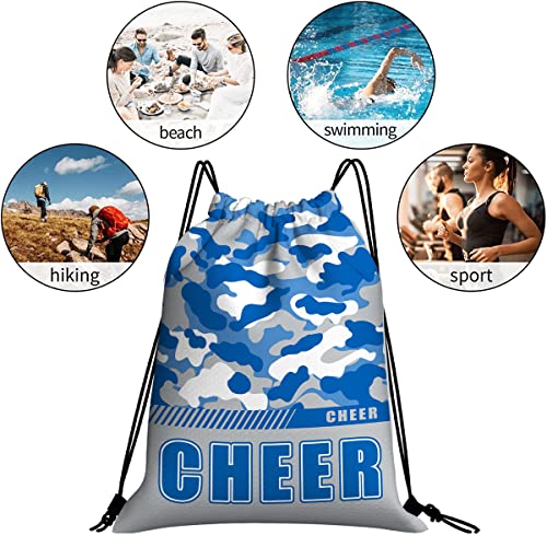 Drawstring Backpack Waterproof Gym Drawstring Bags Sports String Bag Camo Sackpack-Blue Cheer Drawstring Bag - color: Cheer Drawstring Bags-camo Blue