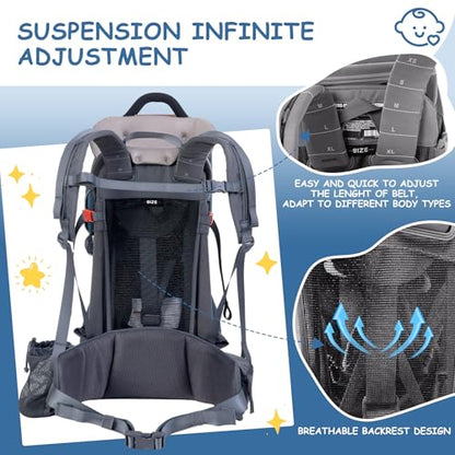 WIPHA Hiking Baby Carrier Backpack, Lightweight Child Carrier, Breathable Mesh Toddler Carrier for Outdoor Adventures, Ergonomic Design, Perfect for Travel, Hiking & Daily Use - color: CREEPER III-NAVY BLUE