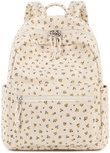 BTOOP Mini Backpack Women Girls Water-resistant Small Backpack Purse Shoulder Bag for Womens Adult Kids School Travel - color: Corduroy-beige Floral, size: Mini