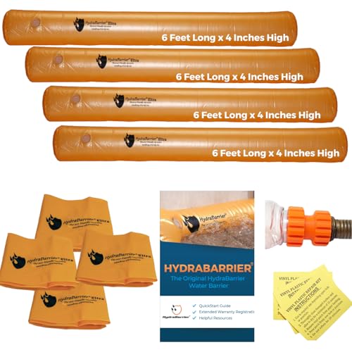 Watershed Innovations Best Sandbag Alternative - Hydrabarrier Standard 6 Foot Length 4 Inch Height. - Water Diversion Tubes that are the Lightweight, Re-usable, and Eco-Friendly - Bulk - 4 Pack - size: 6ft - 4 Pack