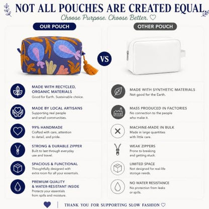 Huar Travel Makeup Bag- Large Capacity Cosmetic Bags for Women - color: Dark Blue