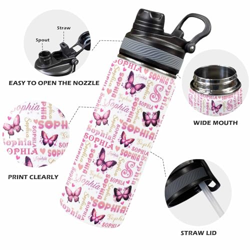 Custom Diaper Bag for Girls Personalized Diaper Bag Backpack &Insulated Water Bottle with Name Custom Monogram Baby Travel Bag Nursing Diaper Mommy Backpack with Adjustable Shoulder Straps Nappy Bag - color: Design 02