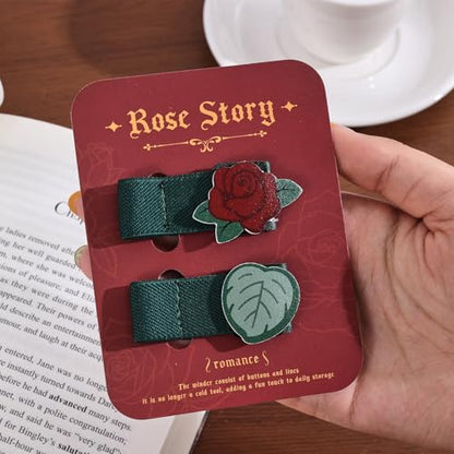 2 PCS Cord Organizer,Cord Keeper,Cable Organizer USB Holder,Cable Straps,Earbud case,wrap Headphone,Headset Winder,Earphone Clips Ties,stocking stuffers Gifts for Women Leather Rose - style: Rose