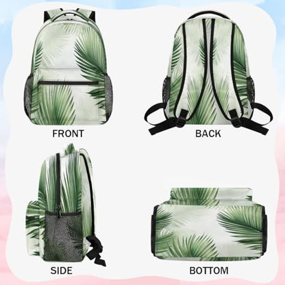 Tropical Green Plant Backpack with Chest Strap, Casual Backpack for Women Men, 16 Inch Daypack for Travel Work, Palm Leaf - color: Green