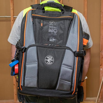 Klein Tools 62482 Tool Backpack, 27 Pockets, Black/Gray/Orange - size: 27-Pocket Backpack