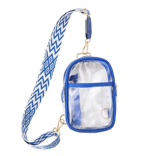 Clear Bag for Stadium Events Clear Purses for Women Stadium, Clear Sling Bag Clear Bag Stadium Approved, Back Pack Crossbody Bags for Women Men (Blue) - color: Blue