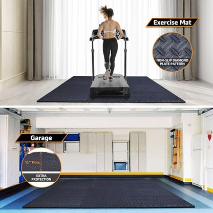 24 Pack, 96 SQFT - 24" x 24" - 1/2" Extra Thick Floor Exercise Mat for Home Gym or Floor Padding - High-Density EVA Interlocking Foam Floor Tiles for Gym Equipment, Play Area | Yoga, Cardio, Weights - size: Black