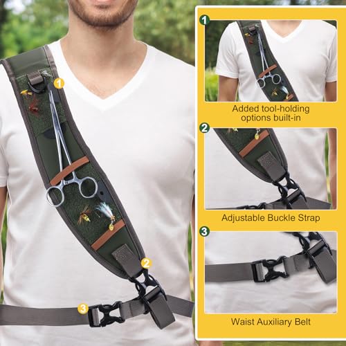 Goture Waterproof Fly Fishing Sling Pack,IPX8 840D TPU Fishing Sling Bag Gear Storage,13L Tackle Backpack with Rod Holder,Airtight Zipper,Exhaust Valve,Adjustable Strap,Wader Bag Included,Gift for Men - color: C1:13L Green Waterproof Bag & Wader Bag