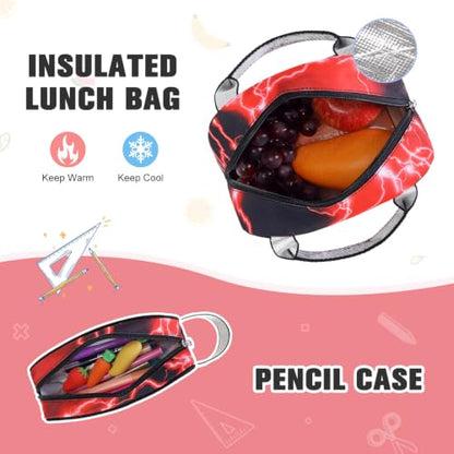 Bevalsa Backpack for Boys, Cool Luminous Boys Backpack with Sling Bag, Lunch Box & Pen Case, School Bags for Kids Children Teens Elementary Middle Schools, Bookbag Glow In The Dark (Red Lightning) - color: Red Lightning