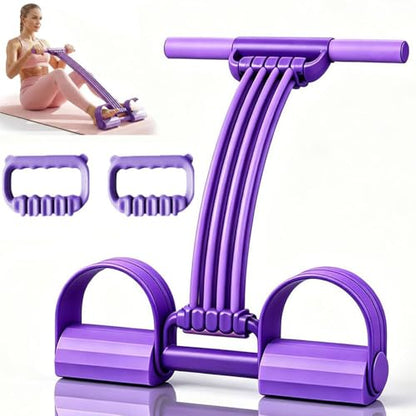 Pedal Resistance Band with Handles, 2026 Upgrade 8 Tube Elastic Foot Pedal Puller Bands, Exercise Fitness Bands for Full Body Workout, Abdomen, Waist, Arms, Legs Stretching Training - color: Purple