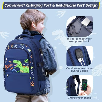 ACESAK Boys Dinosaur Backpack - 3PCS School Backpack Set With Lunch Box and Pencil Case for Kindergarten, Elementary, Preschool, Middle School - color: Dinosaur