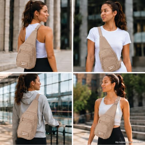 Reebok Unisex Crossbody Bag - Convertible Compact Durable Cross Body Bag for Women and Men - Gym and Travel Essentials, Size One Size, Cosmos Latte - color: Cosmos Latte