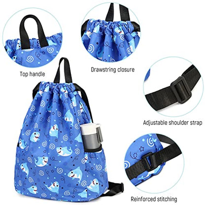 Dinosaur Drawstring Backpack Bulk for Kids Girls Boys Gym Dance String Bags Water Resistant Lightweight Colorful Skeleton Dinosaurs Black - color: Skeleton Dinosaur Black