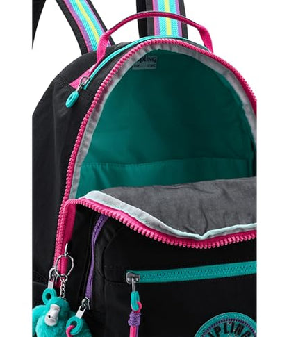 Kipling Women's Seoul Fc 15" Laptop Backpack, Durable, Roomy with Padded Shoulder Straps, Built-In Protective Sleeve - color: Black Fun C, size: 13.75''L x 17.25''H x 8''D