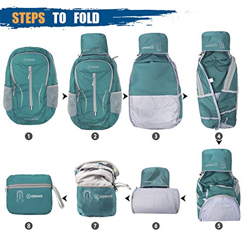 ZOMAKE Ultra Lightweight Packable Backpack 25L, Foldable Hiking Backpacks Water Resistant Small Folding Daypack for Travel(Army Green-NEW) - color: Army Green-a
