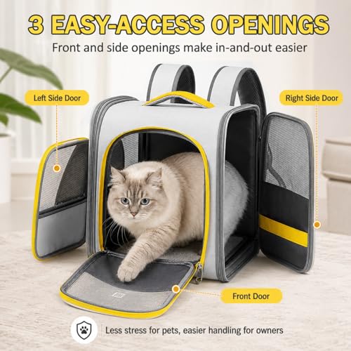 Vivicreate Cat Backpack Carrier for Dogs and Cats Kittens Rabbits, Foldable Mesh, Cat Carrier Backpack 15 Lbs, Pet Backpack Carrier for Walking, Camping and Cycling (Gray) - color: Gray