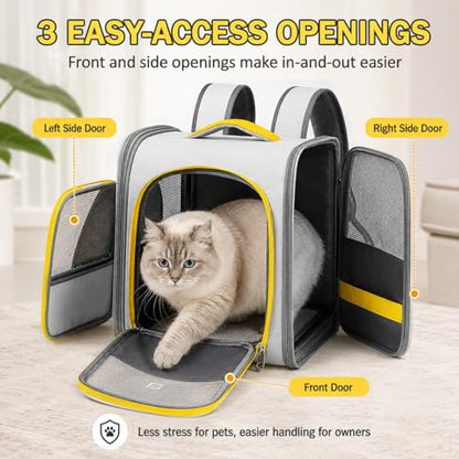 Vivicreate Cat Backpack Carrier for Dogs and Cats Kittens Rabbits, Foldable Mesh, Cat Carrier Backpack 15 Lbs, Pet Backpack Carrier for Walking, Camping and Cycling (Gray) - color: Gray