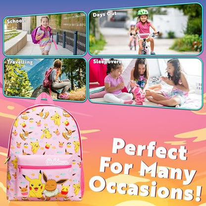 Pokemon Backpack for Kids Teens Boys Girls, Pikachu Anime Backpacks, Bag for Daycare Sports Vacation Travel, School Gift (Pink) - color: Pink