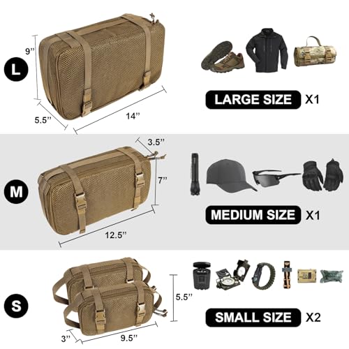 4 Set Tactical Packing Cubes ，Compressible Mesh Duffle Storage Bag,Portable Edc Molle Pouch Organizer. - color: CB