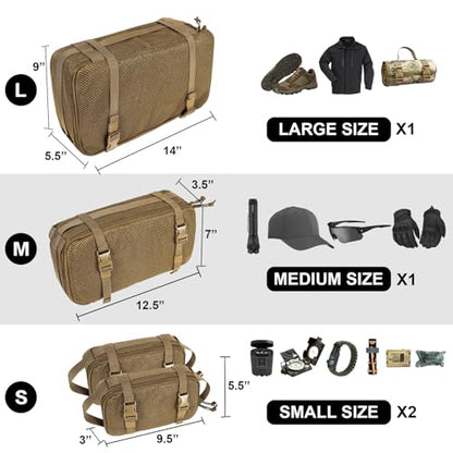 4 Set Tactical Packing Cubes ，Compressible Mesh Duffle Storage Bag,Portable Edc Molle Pouch Organizer. - color: CB
