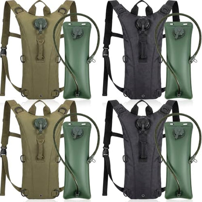 4 Pack Tactical Hydration Backpack with 3L Water Bladder Military Daypack Water Backpack Lightweight Hydration Back Pack for Running Cycling Climbing Hiking for Men Women - style: Green and Black