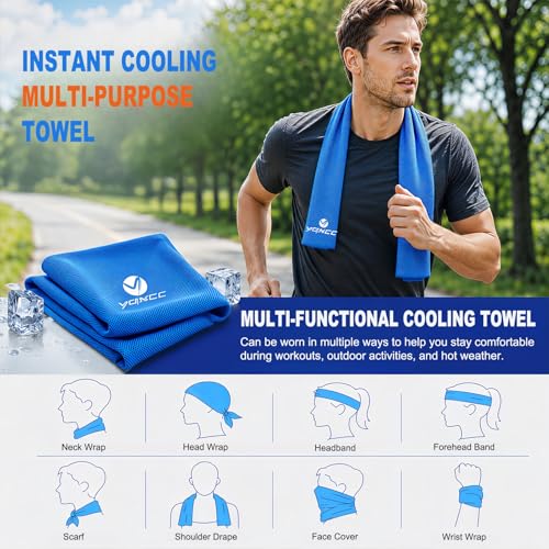 YQXCC 2 Pack Cooling Towels (47"x12"), Ice Cool Neck Towel, Soft Breathable Microfiber for Yoga, Golf, Gym, Running, Camping & Hot Weather - color: 2*dark Gray