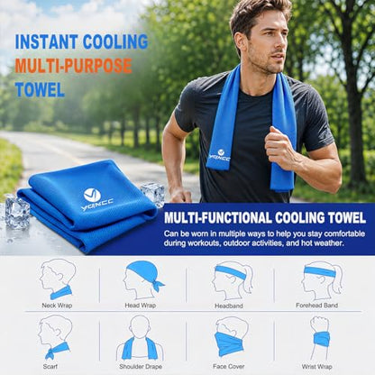 YQXCC 2 Pack Cooling Towels (47"x12"), Ice Cool Neck Towel, Soft Breathable Microfiber for Yoga, Golf, Gym, Running, Camping & Hot Weather - color: 2*light Gray
