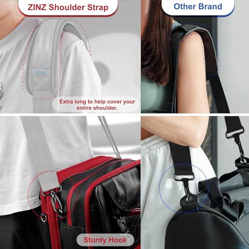 ZINZ 74" Shoulder Strap with Fixed Pad and Dual Balanced Buckles，Gray - color: Gray